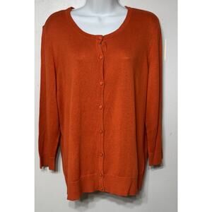 New York & Company Cardigan Women’s Size XL Orange Button FRONT 3/4 Sleeve NEW